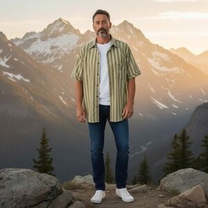 Kuhl Men's Striped Short Sleeve Button Up Shirt Adventure Outdoor Size XLarge